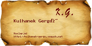 Kulhanek Gergő névjegykártya
